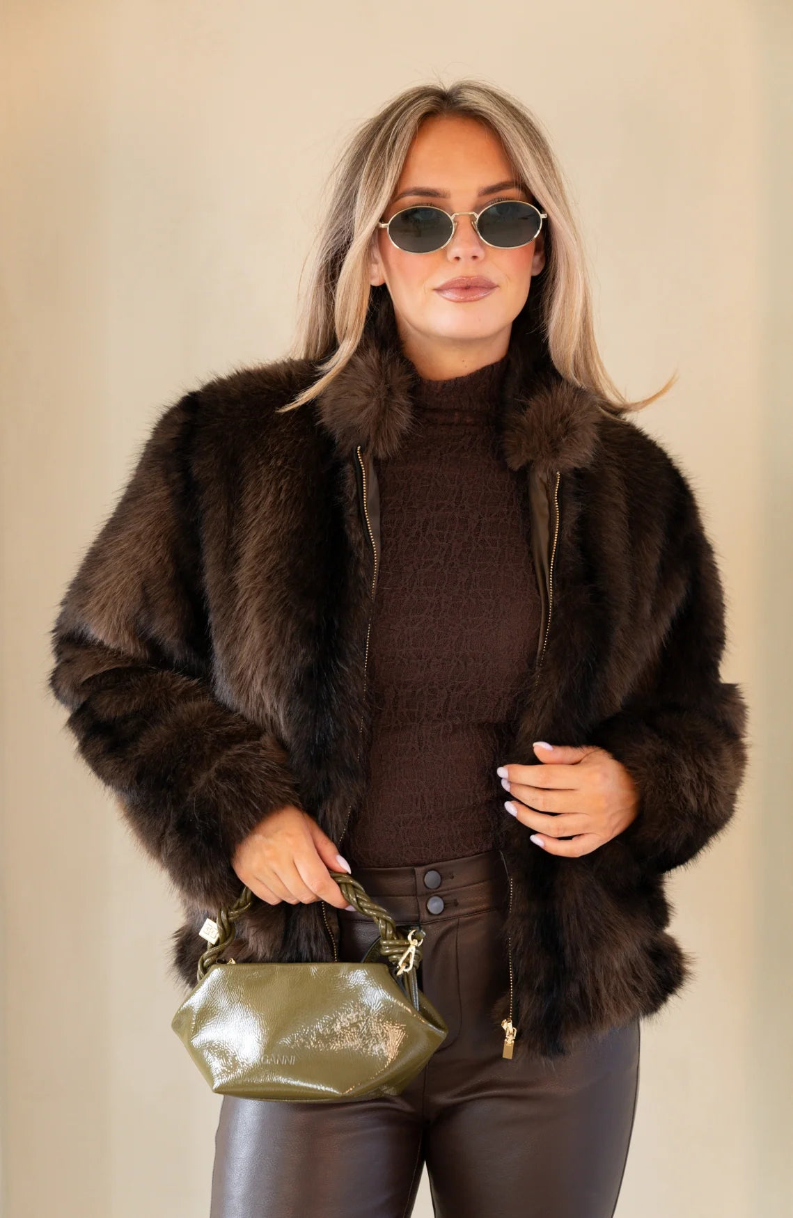 Hailey Brown Fur Jacket