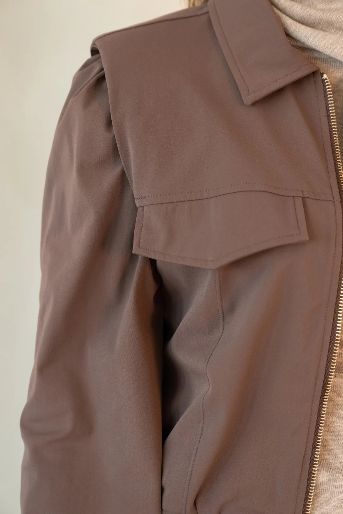 Pearl Brown Bomber Jacket