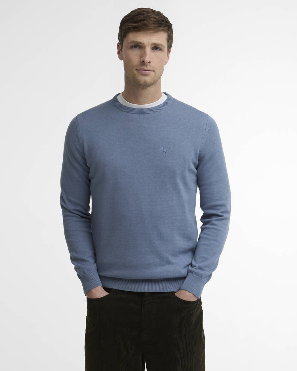 Barbour Tarn Blue Pima Cotton Crew Neck Jumper