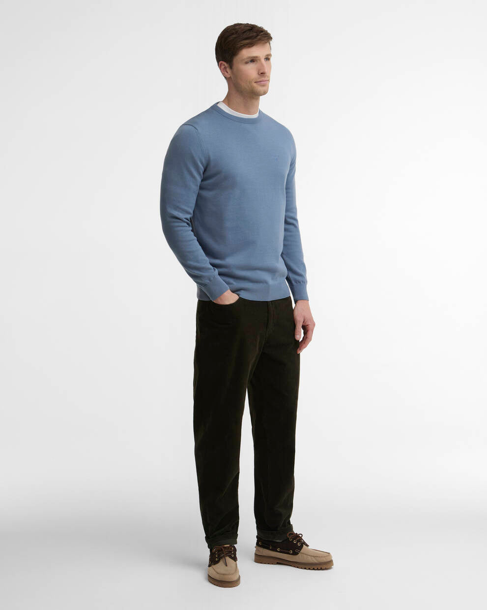 Barbour Tarn Blue Pima Cotton Crew Neck Jumper