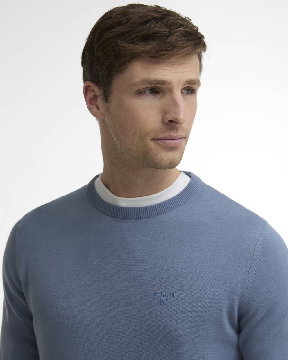 Barbour Tarn Blue Pima Cotton Crew Neck Jumper