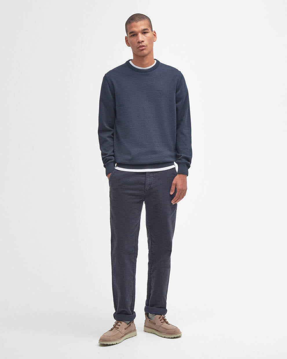 Barbour Navy Pima Cotton Crew Neck Jumper