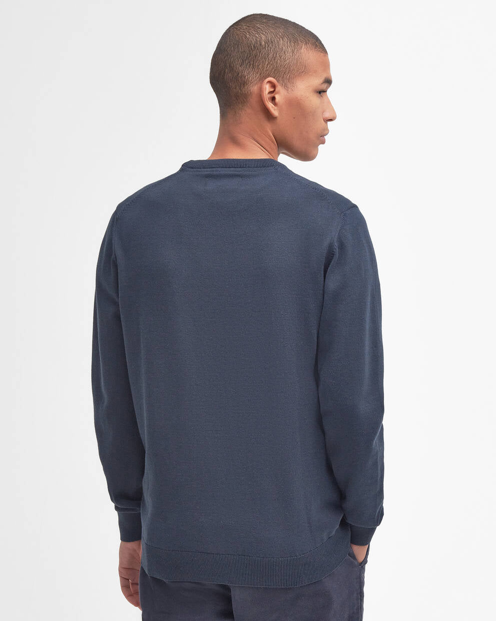 Barbour Navy Pima Cotton Crew Neck Jumper