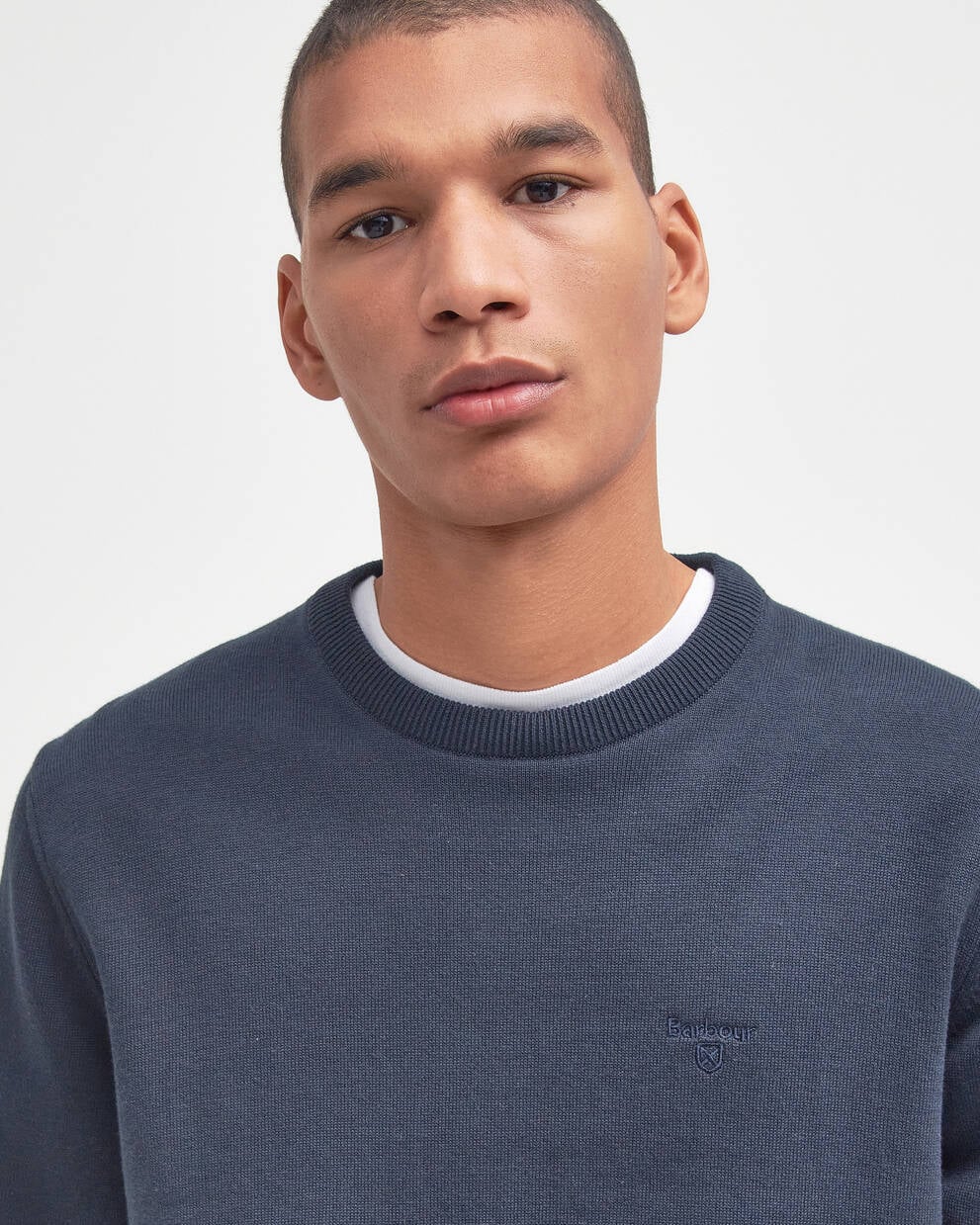 Barbour Navy Pima Cotton Crew Neck Jumper