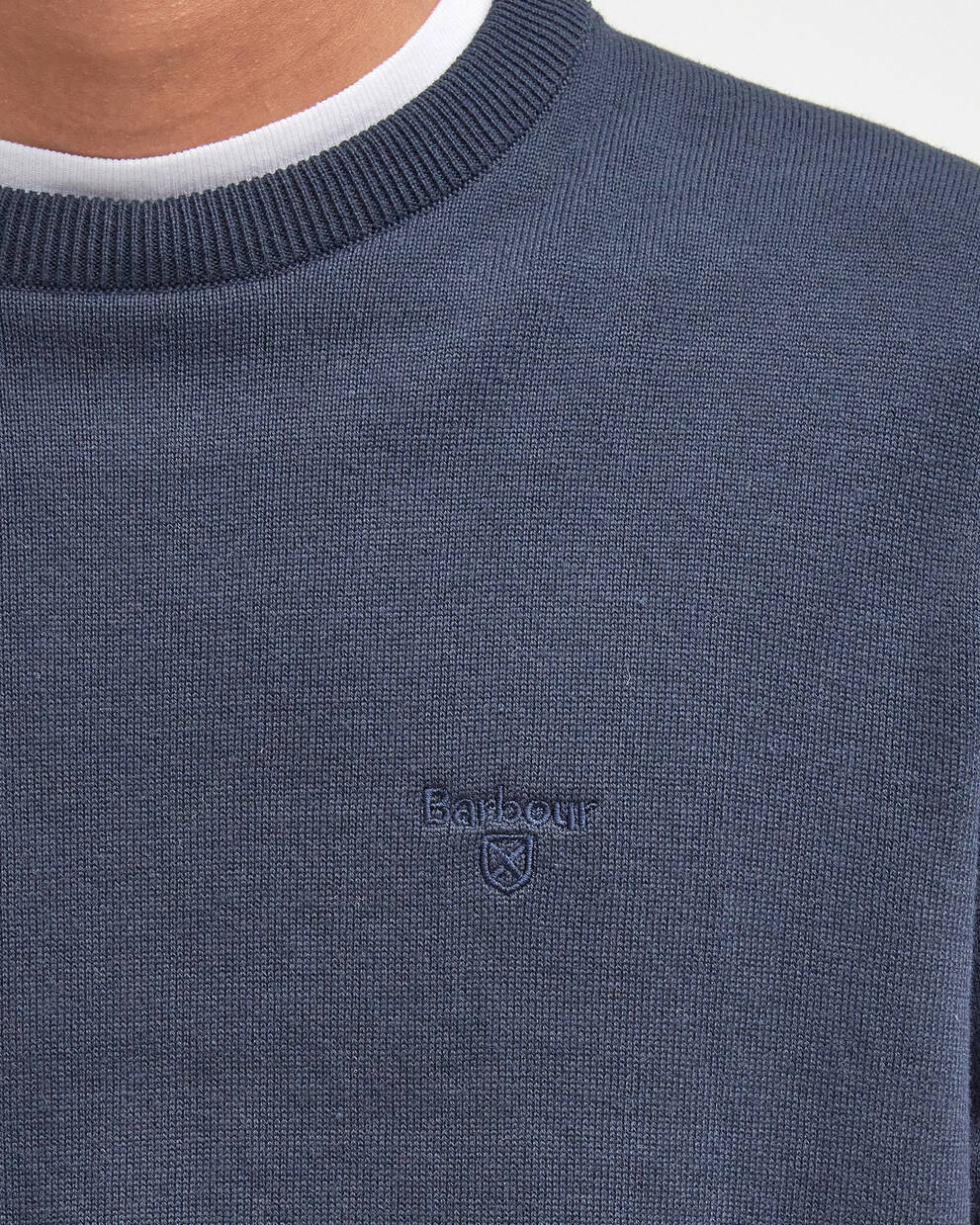 Barbour Navy Pima Cotton Crew Neck Jumper
