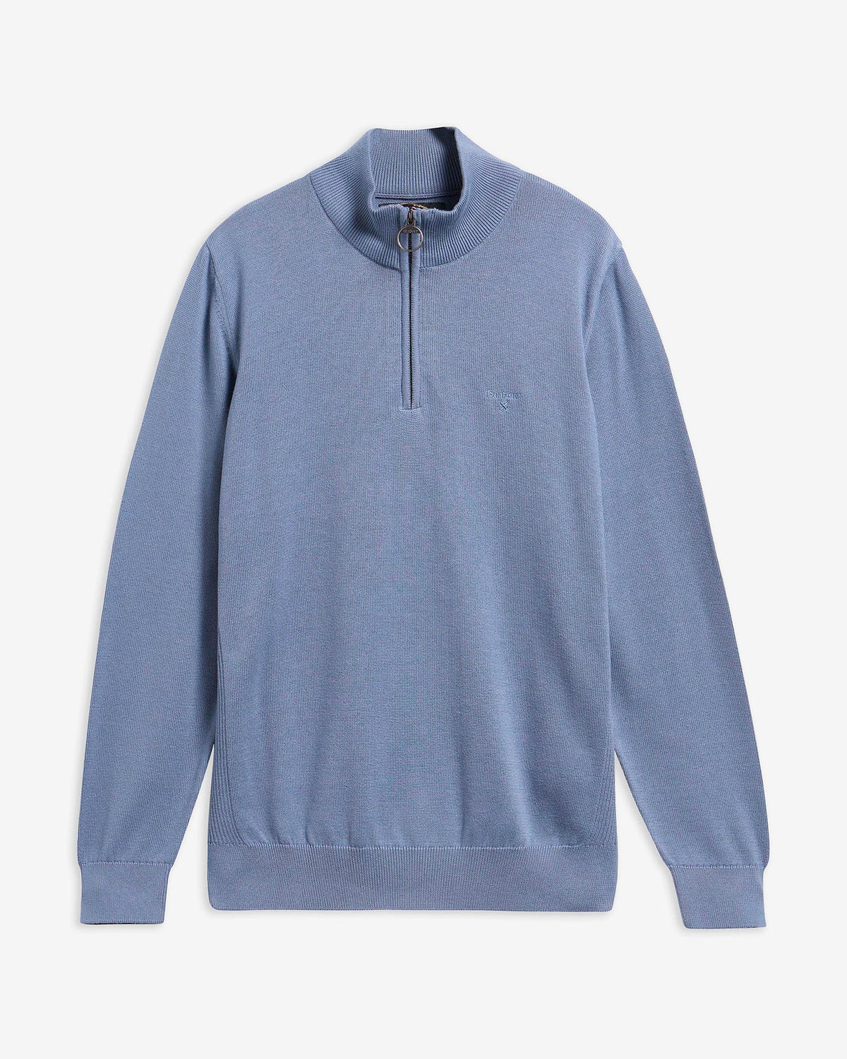 Barbour Tarn Blue Cotton Quarter-Zip Jumper
