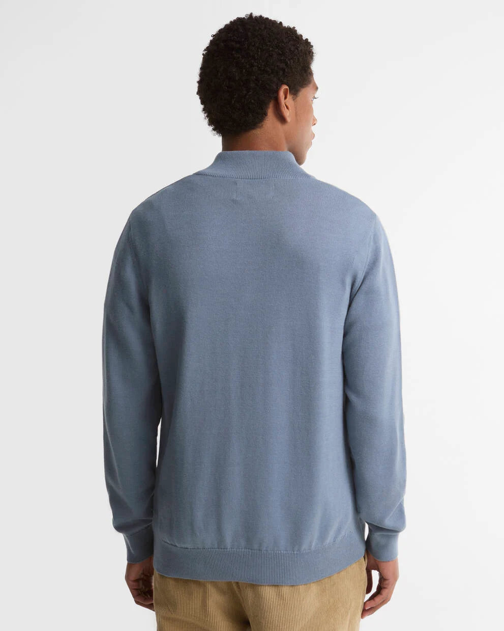 Barbour Tarn Blue Cotton Quarter-Zip Jumper