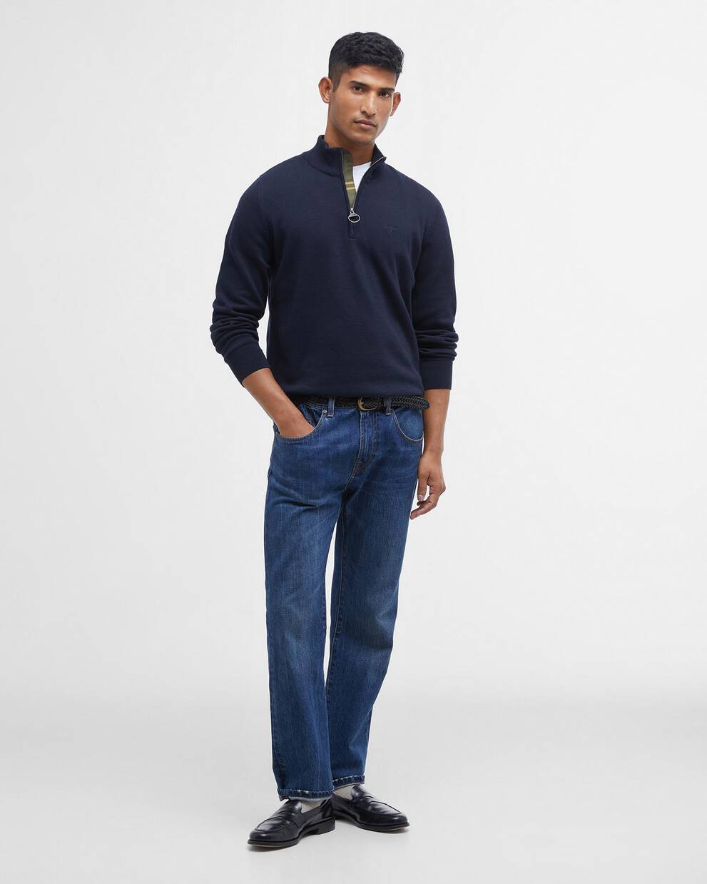 Barbour Navy Cotton Quarter-Zip Jumper