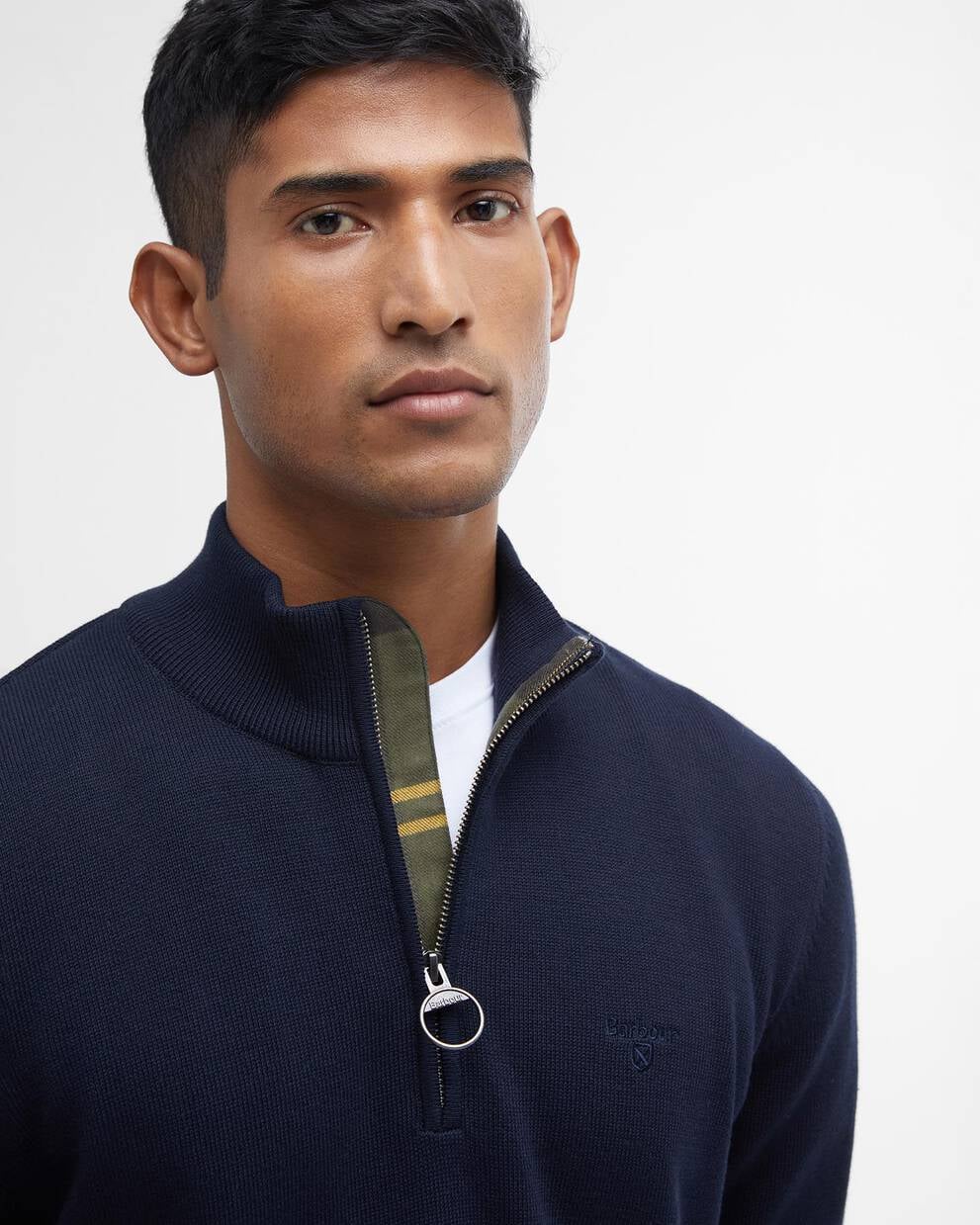 Barbour Navy Cotton Quarter-Zip Jumper