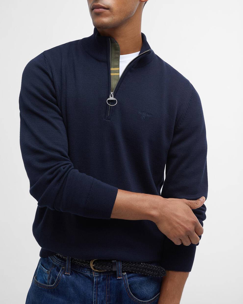 Barbour Navy Cotton Quarter-Zip Jumper