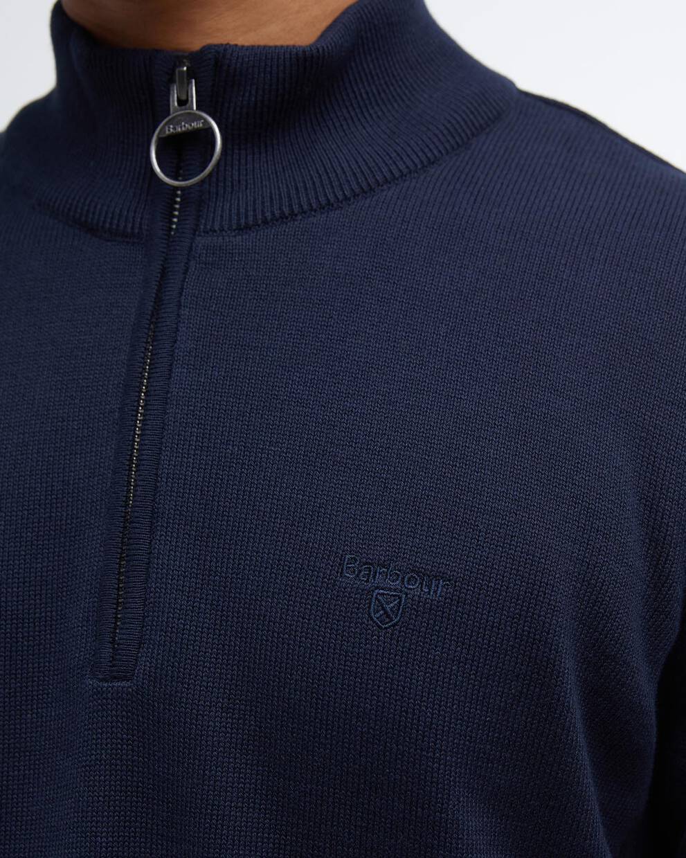 Barbour Navy Cotton Quarter-Zip Jumper