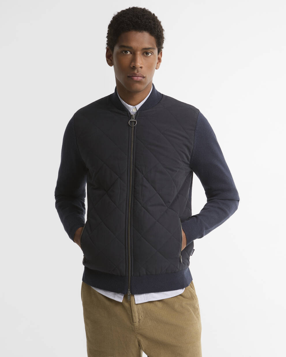 Barbour Navy Quilted Front Zip-Up Jacket