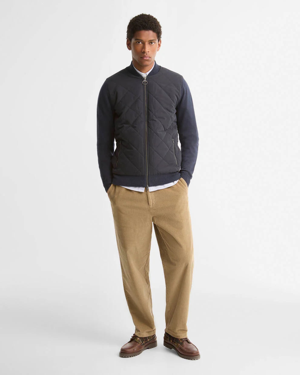 Barbour Navy Quilted Front Zip-Up Jacket