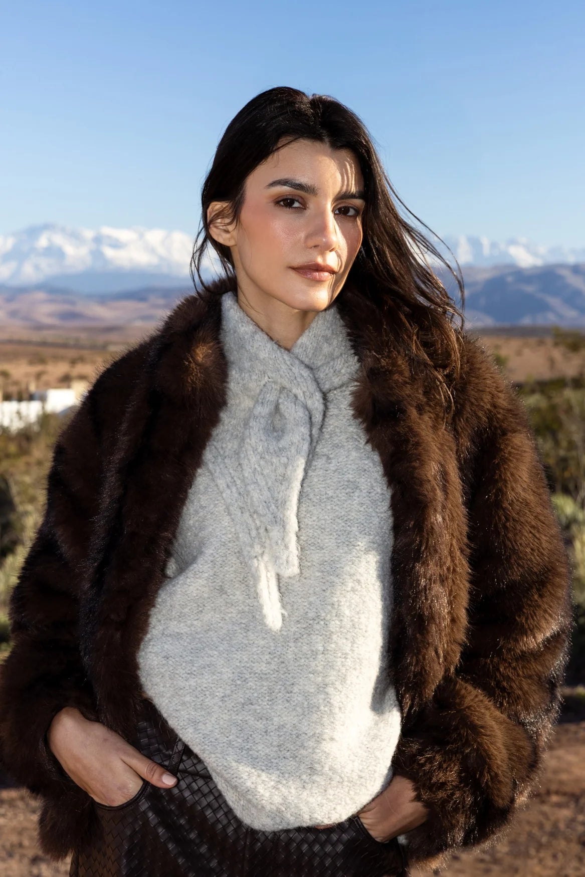 Hailey Brown Fur Jacket