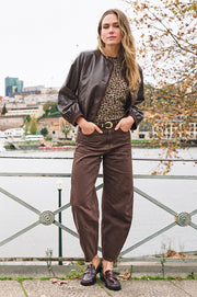 Bailey Cacao Brown Barrel Leg Jean
