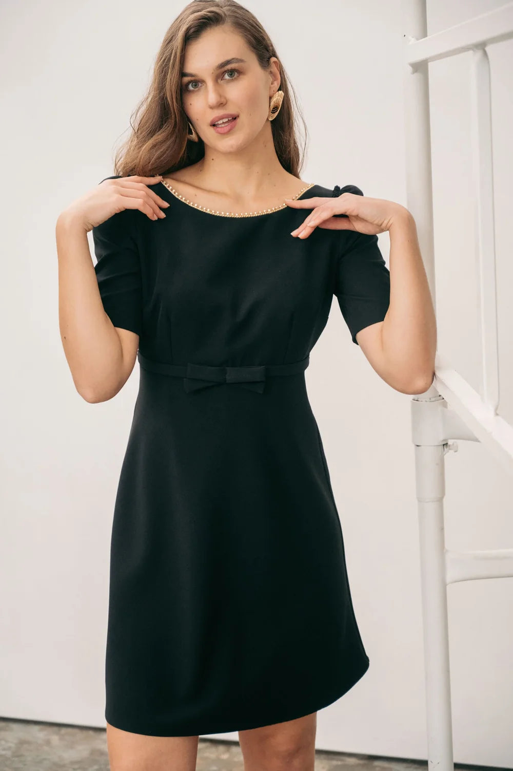 Pearl Short Dress in Black