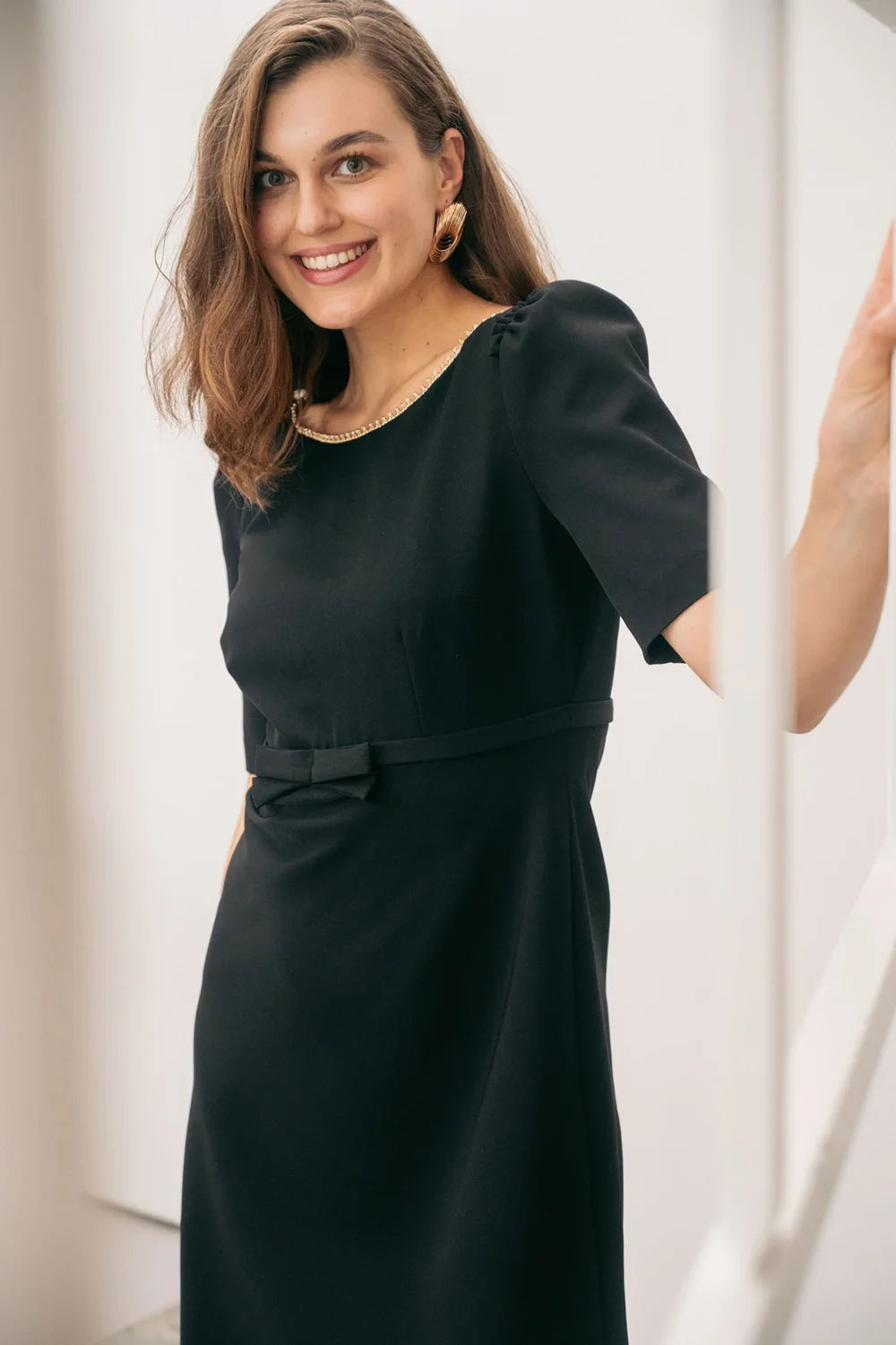 Pearl Short Dress in Black