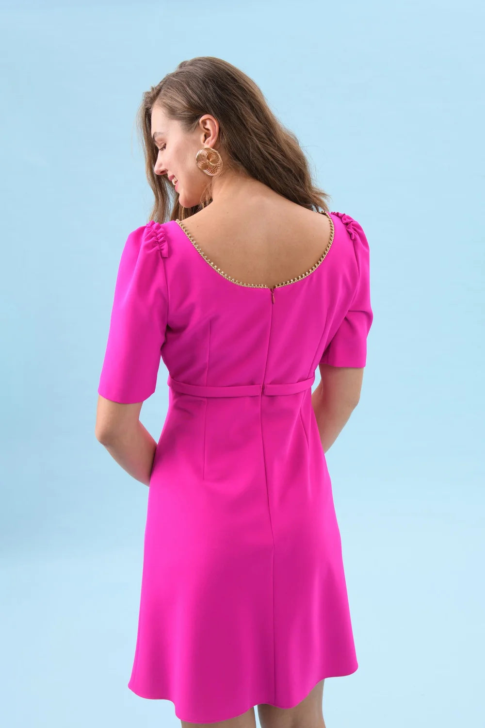 Pearl Short Dress in Fuchsia