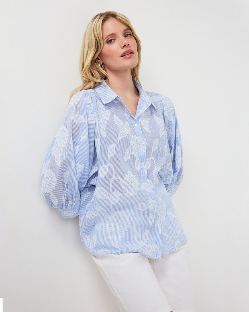 Sarah Blue Pinstripe Shirt