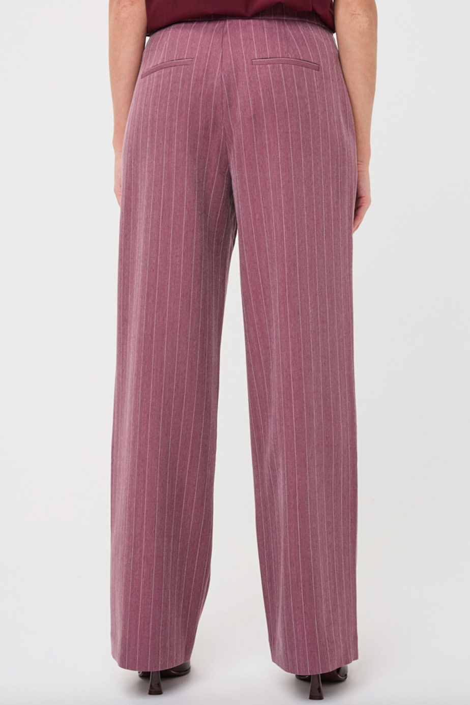Lydia Wine Pinstripe Wide Trouser