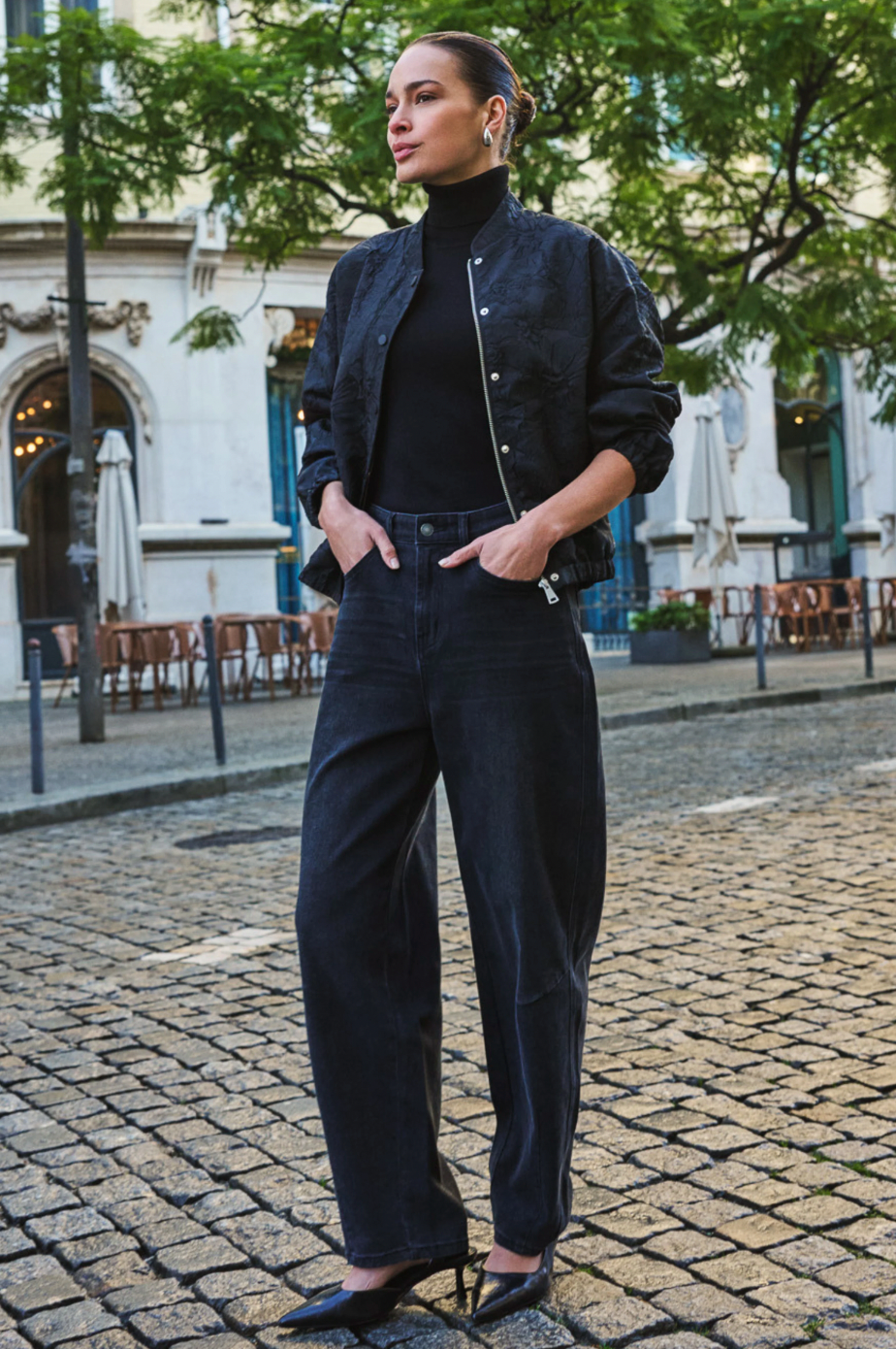 Bailey Charcoal Barrel Leg Jean