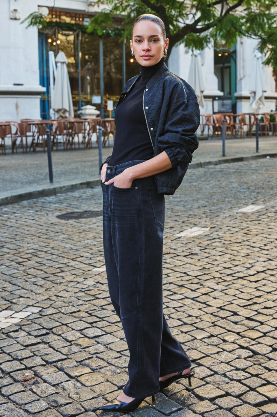 Bailey Charcoal Barrel Leg Jean
