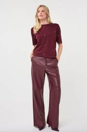 Stella Merlot Straight Leg Leather Trouser