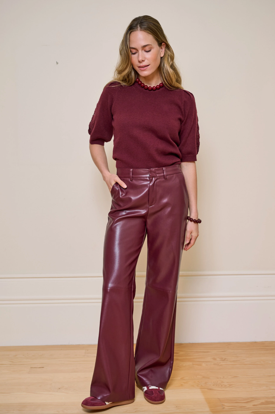 Stella Merlot Straight Leg Leather Trouser