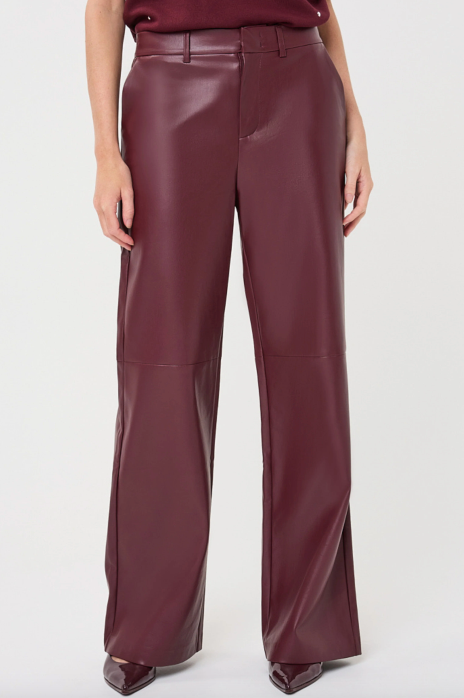 Stella Merlot Straight Leg Leather Trouser