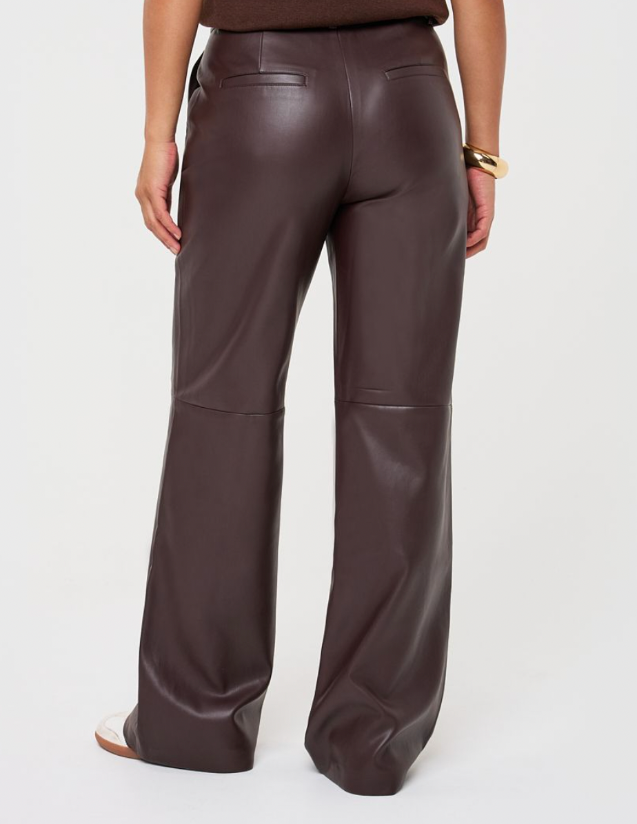 Stella Chocolate Brown Straight Leg Leather Trouser
