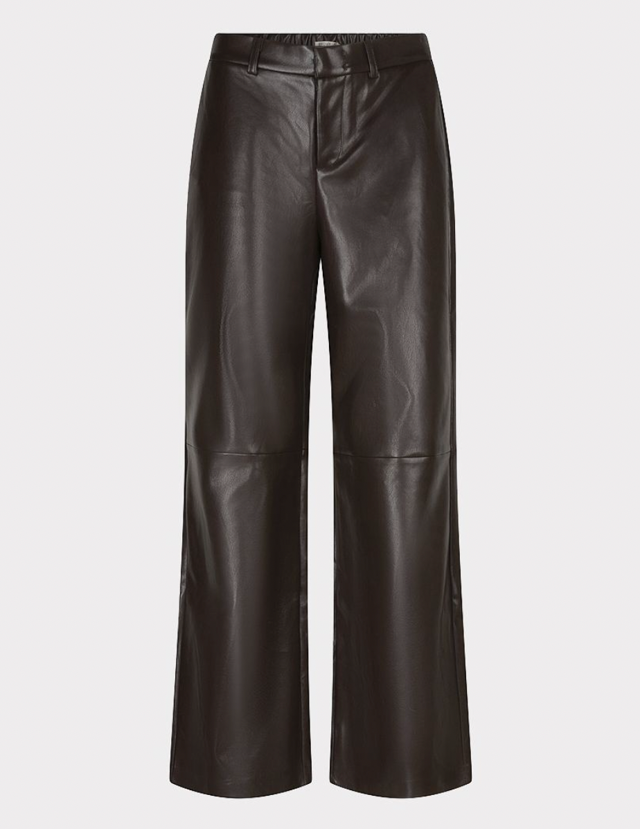 Stella Chocolate Brown Straight Leg Leather Trouser