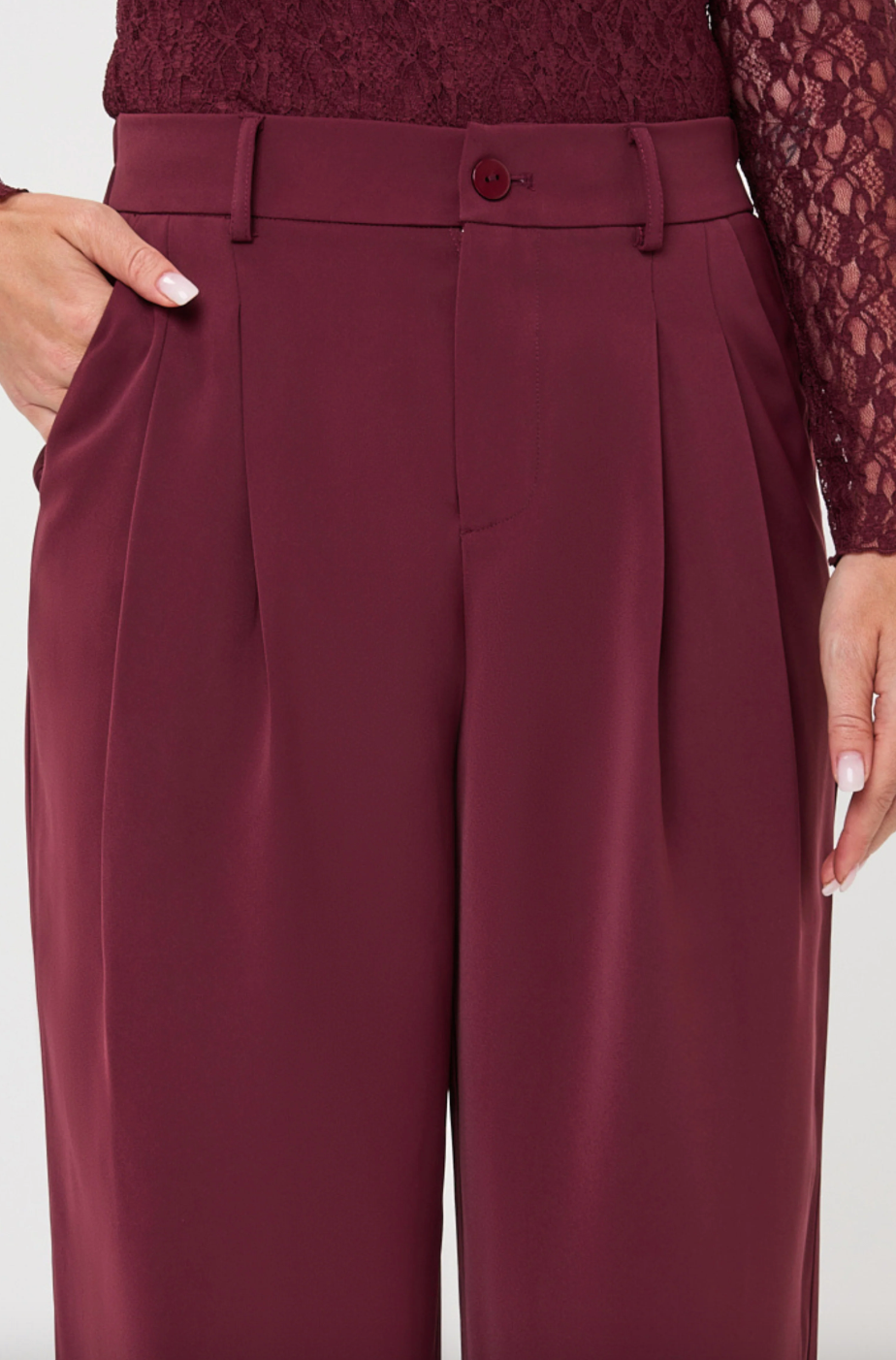 Zoya Merlot Wide Leg Trousers