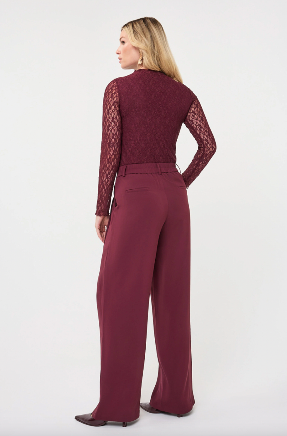 Zoya Merlot Wide Leg Trousers
