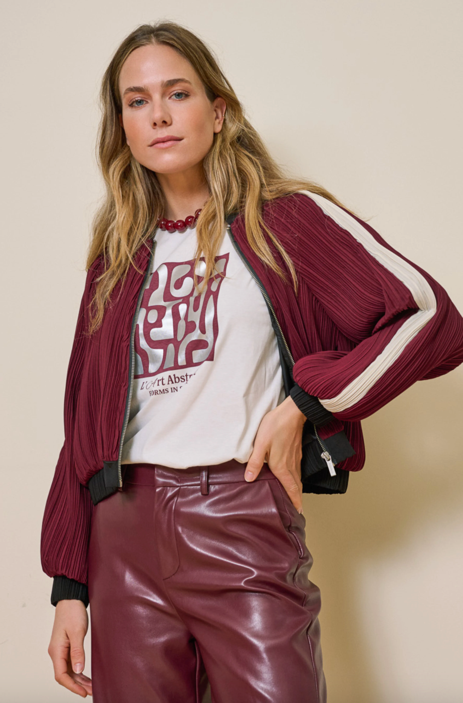 Aime Merlot Print T-Shirt