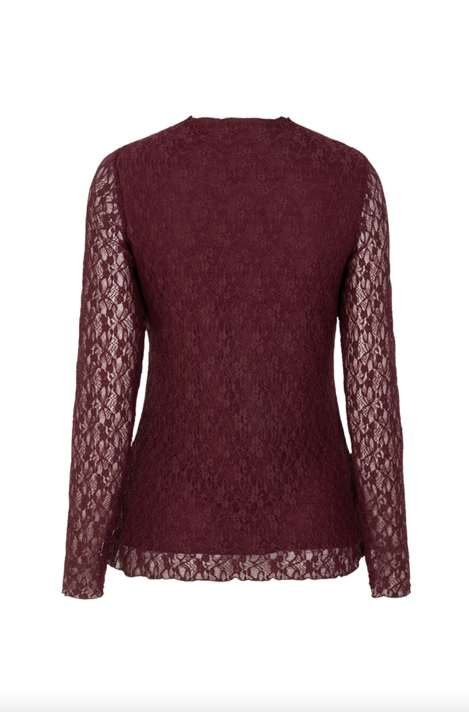 Glenda Merlot Long Sleeve Lace Top