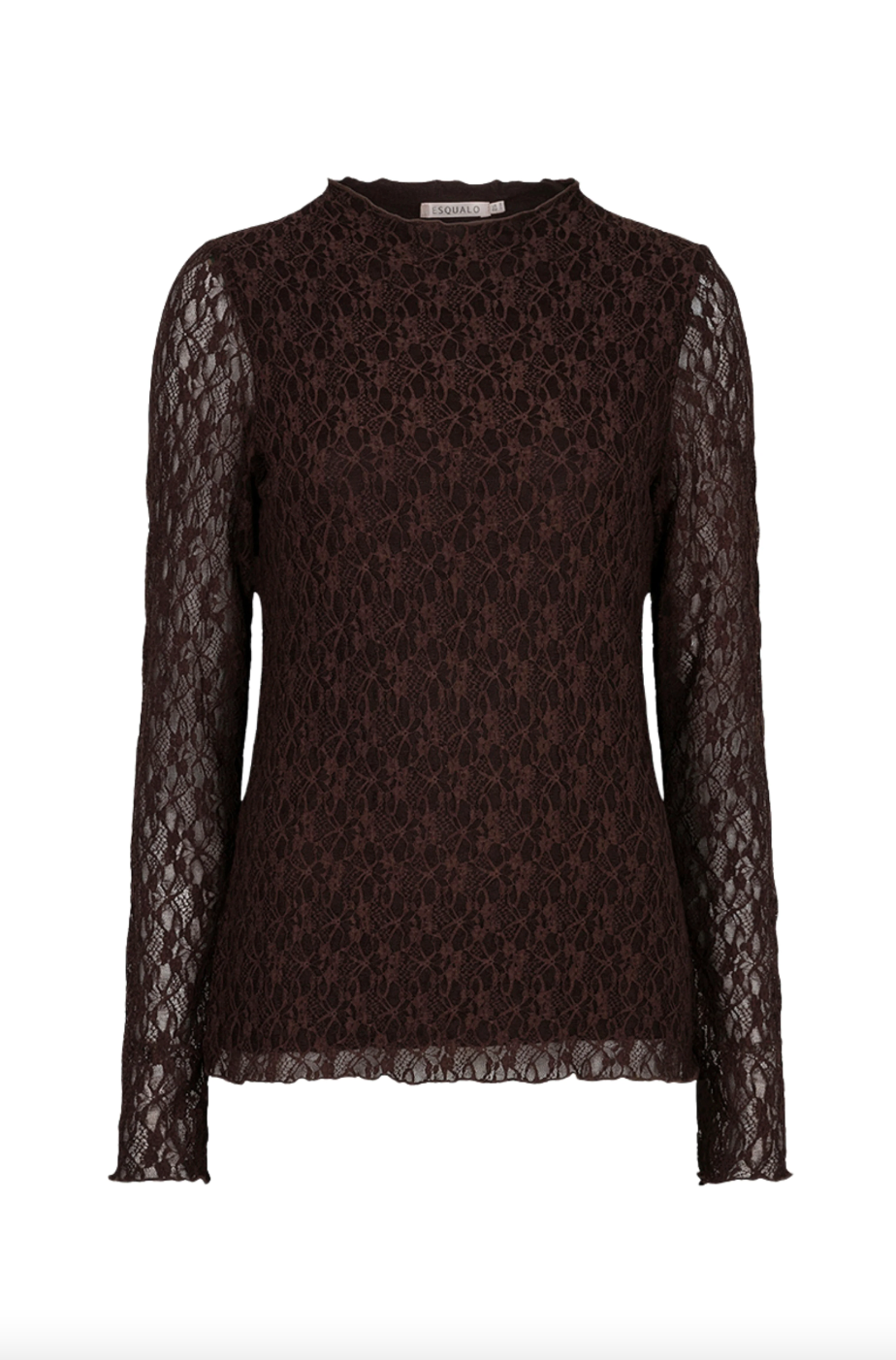 Glenda Cacao Brown Long Sleeve Lace Top