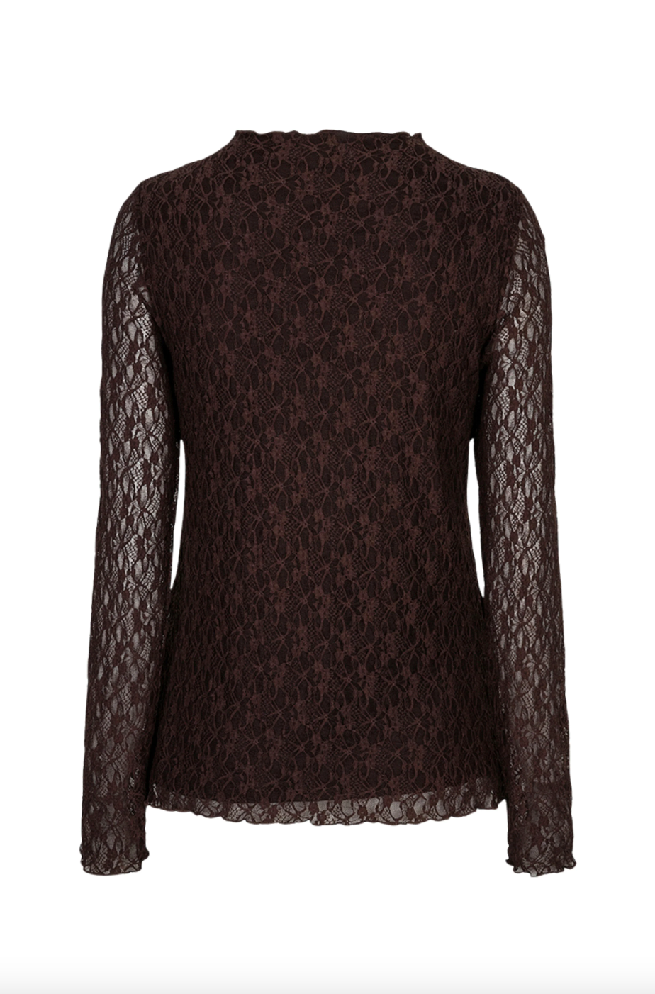 Glenda Cacao Brown Long Sleeve Lace Top