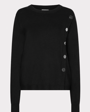 Joanina Black Button Detail Basic Knit
