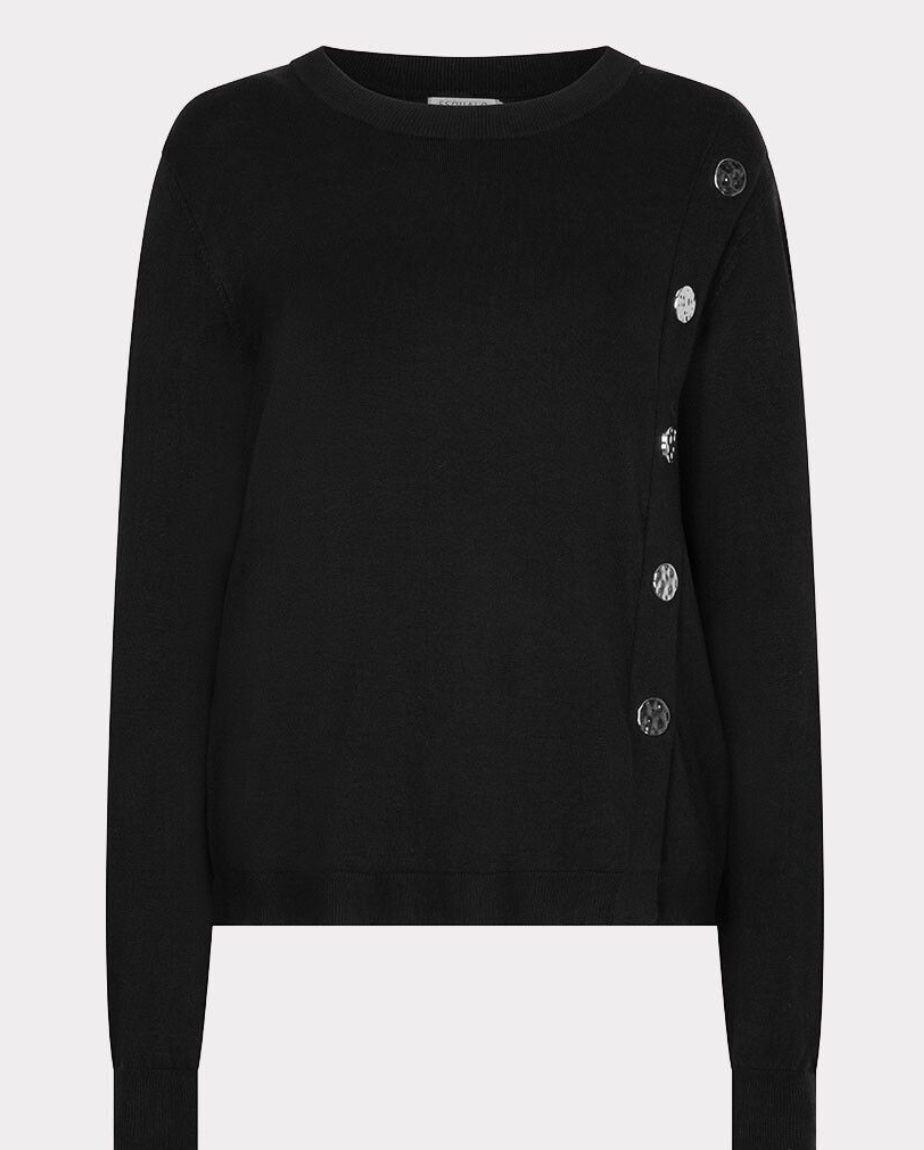 Joanina Black Button Detail Basic Knit