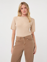 Elena Sand Sparkle Knit Top