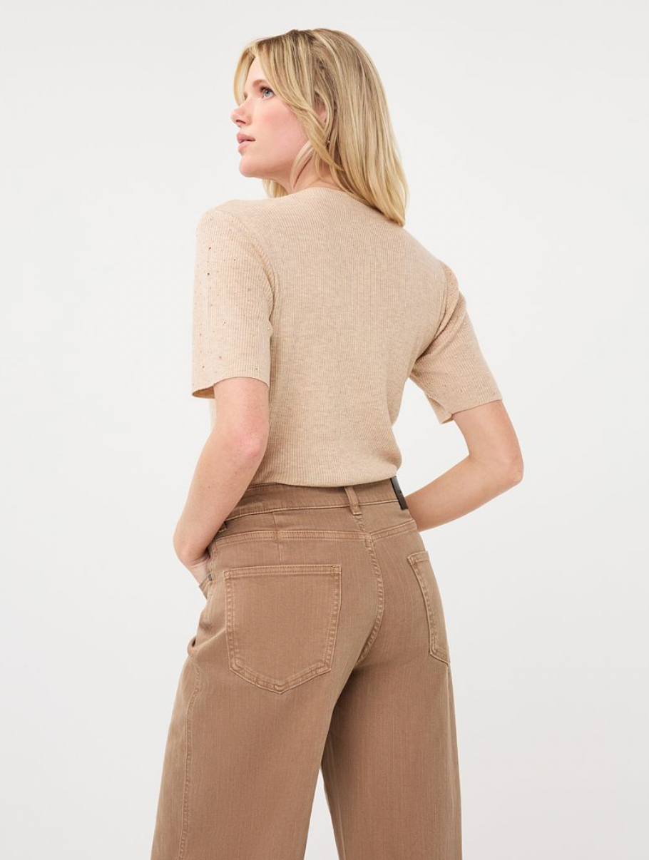 Elena Sand Sparkle Knit Top