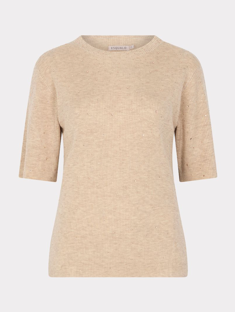 Elena Sand Sparkle Knit Top