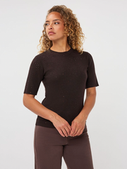 Elena Cacao Brown Sparkle Knit Top