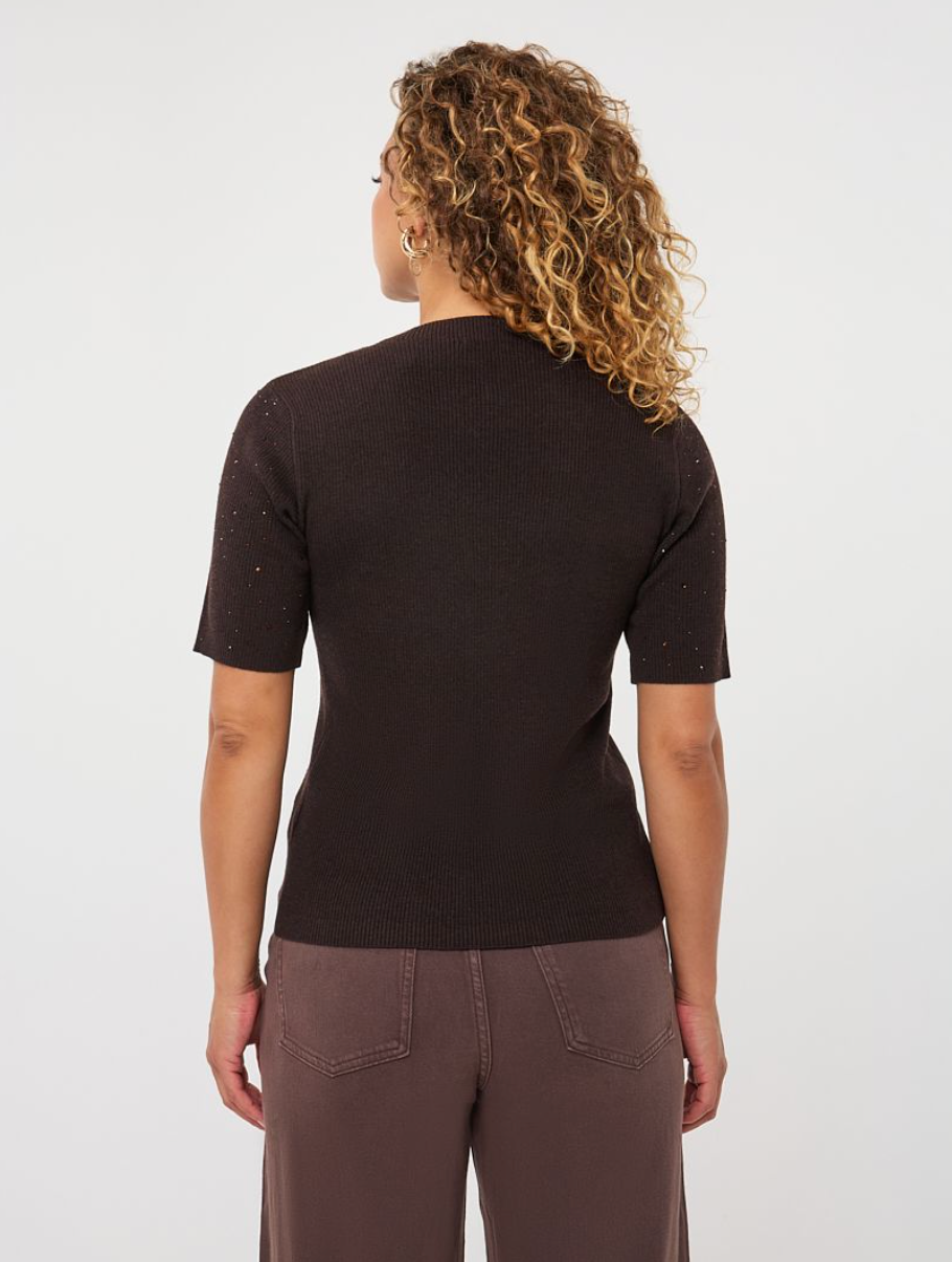 Elena Cacao Brown Sparkle Knit Top