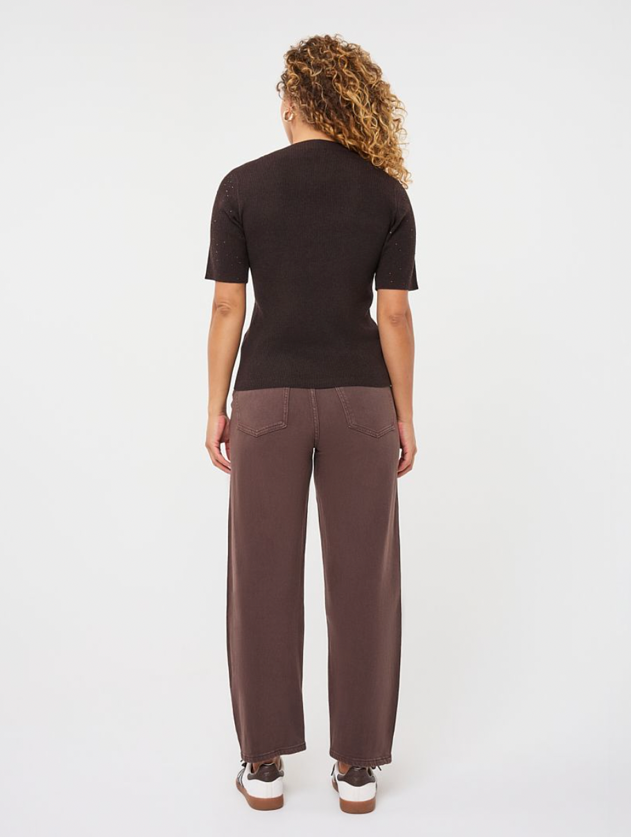 Elena Cacao Brown Sparkle Knit Top