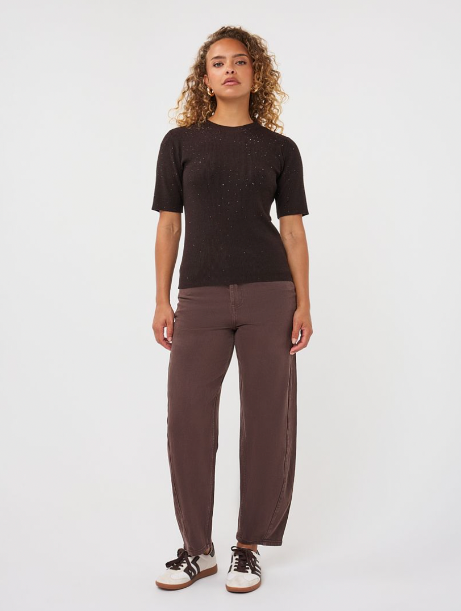 Elena Cacao Brown Sparkle Knit Top