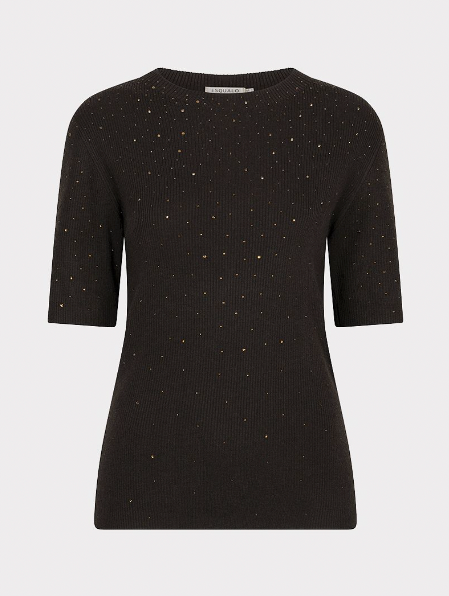 Elena Cacao Brown Sparkle Knit Top