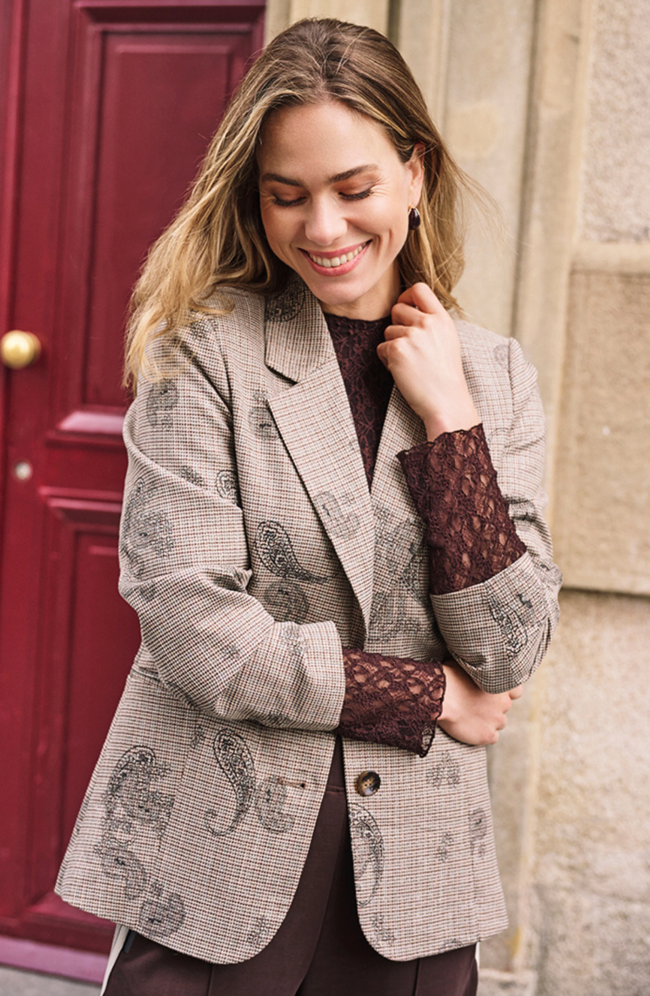 Libby Brown Blazer Paisley Check Print