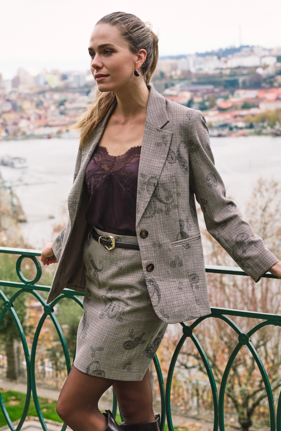 Libby Brown Blazer Paisley Check Print