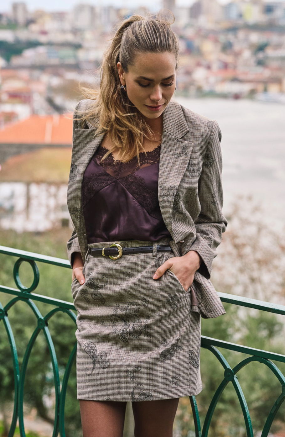 Libby Brown Blazer Paisley Check Print